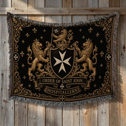 CalmNestStyle Order of Saint John Hospitallers Fleur de Lis Crest Woven Blanket jacquard woven blanket