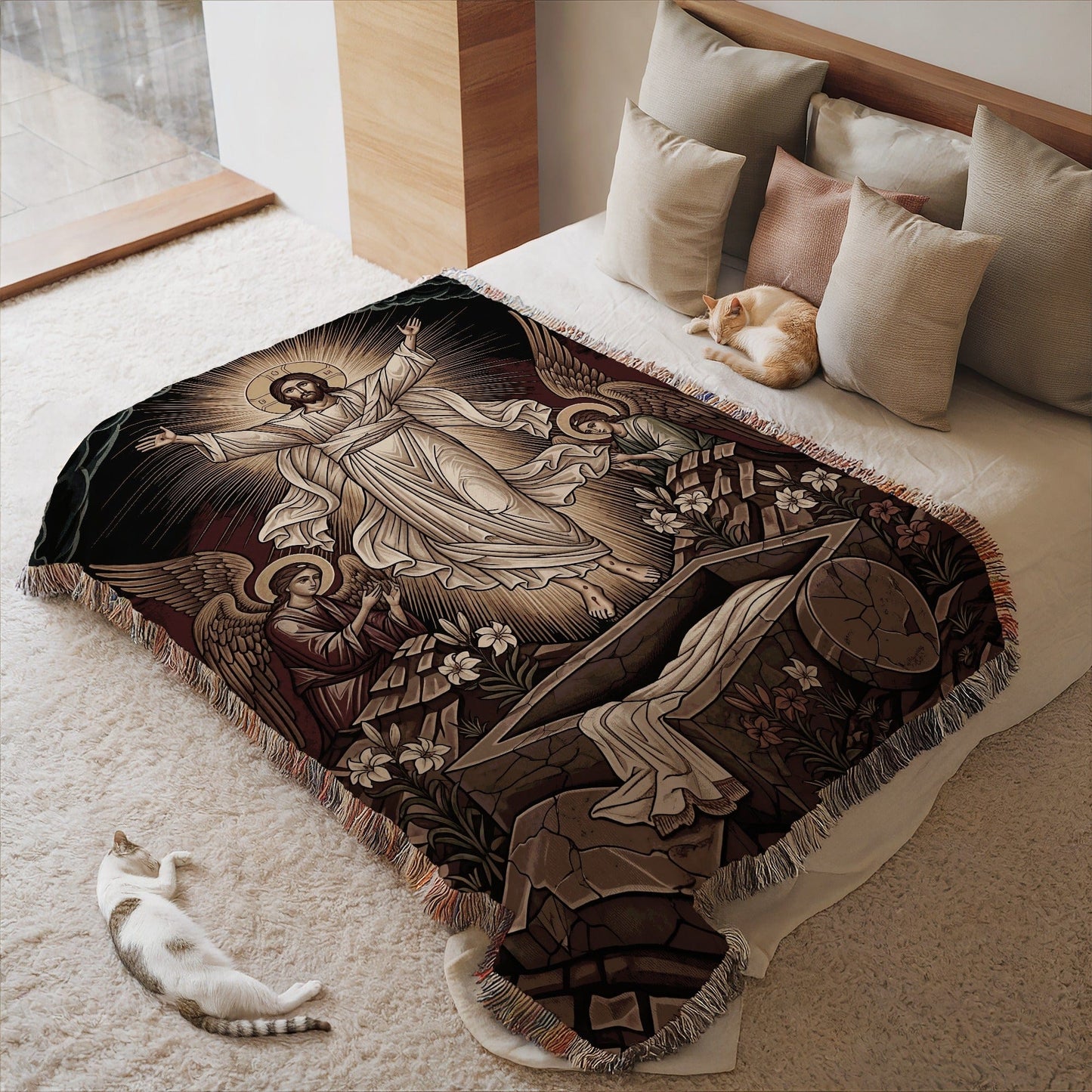 Resurrection Scene Art Decorative Bedspread Blanket