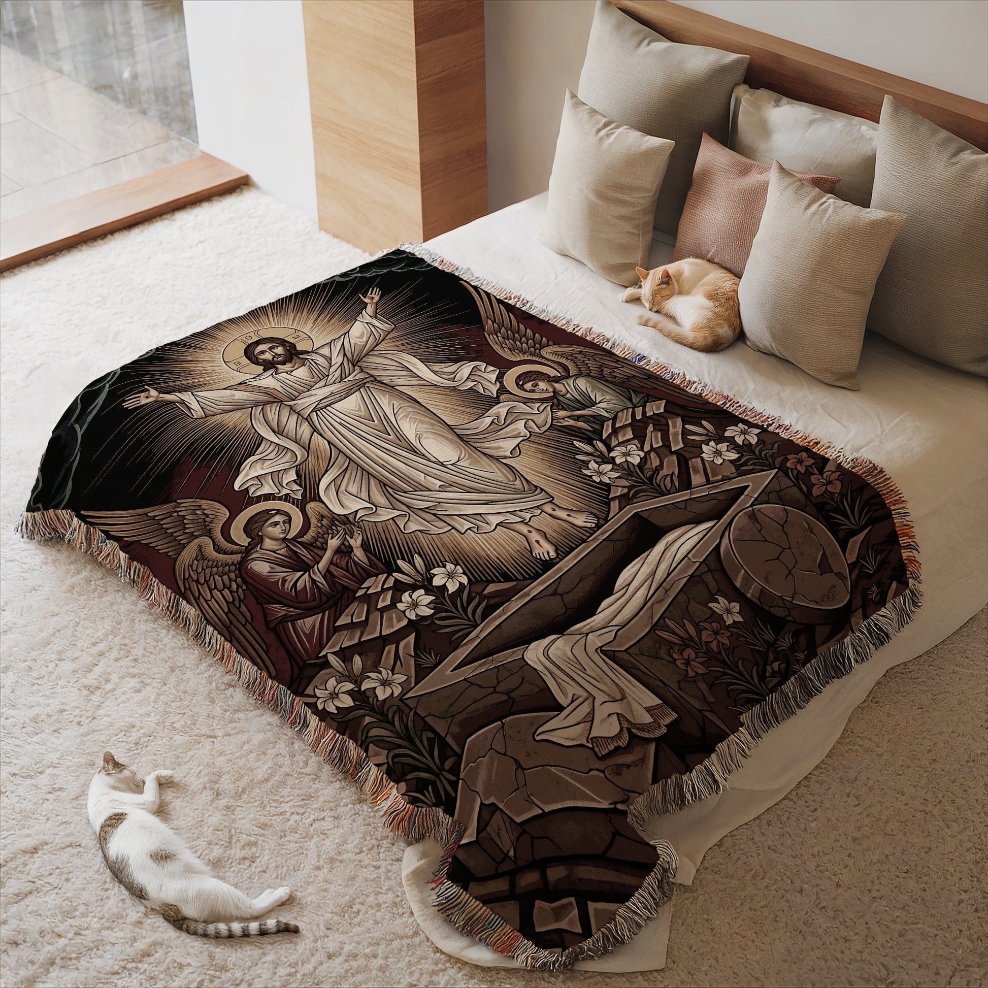 Resurrection Scene Art Decorative Bedspread Blanket