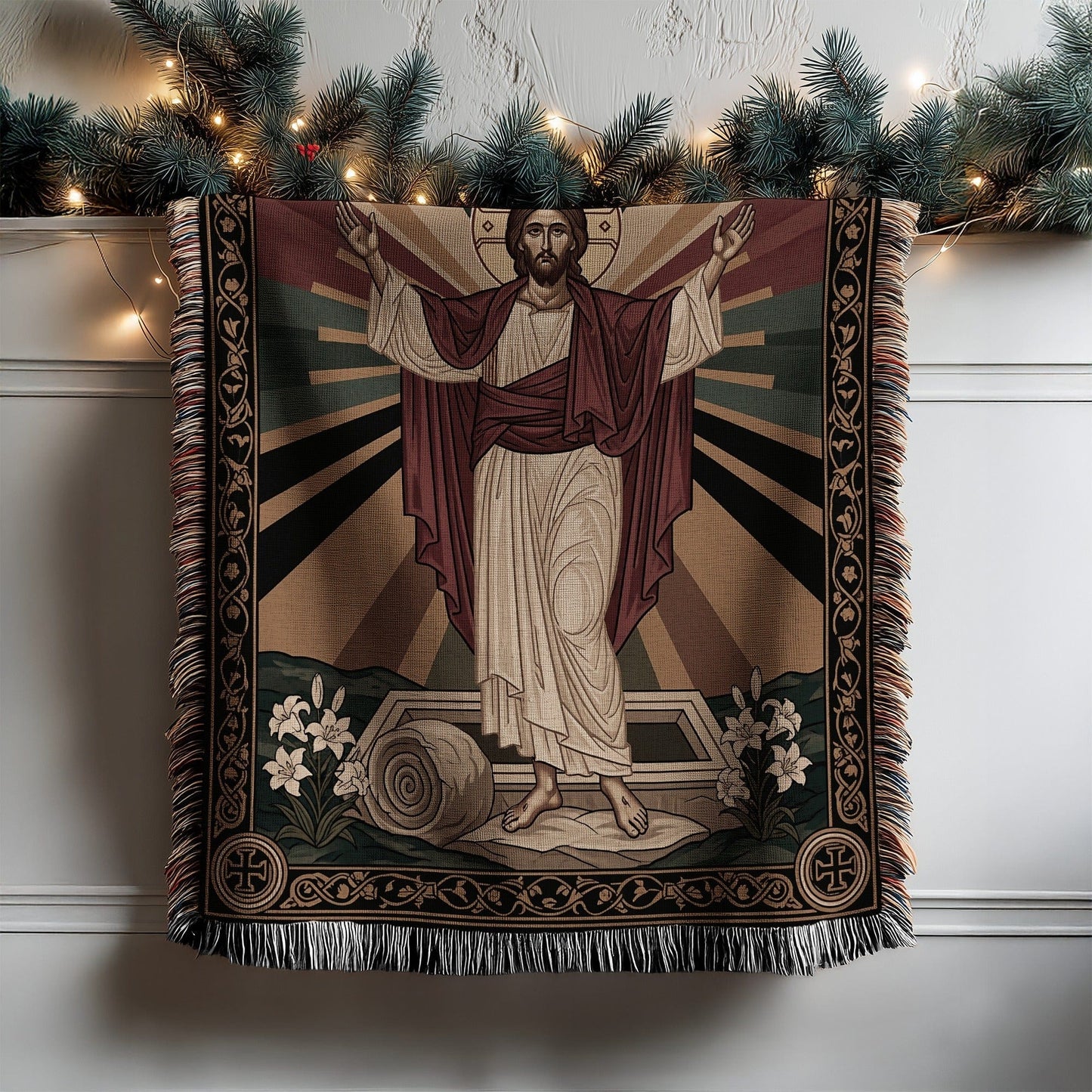 Jesus Christ Resurrection Themed Decorative Throw Blanket