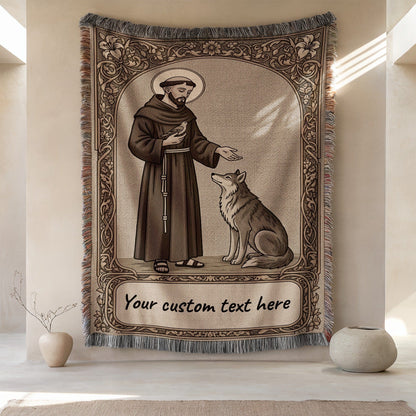 Your Custom Text Here St. Francis Wolf Blanket