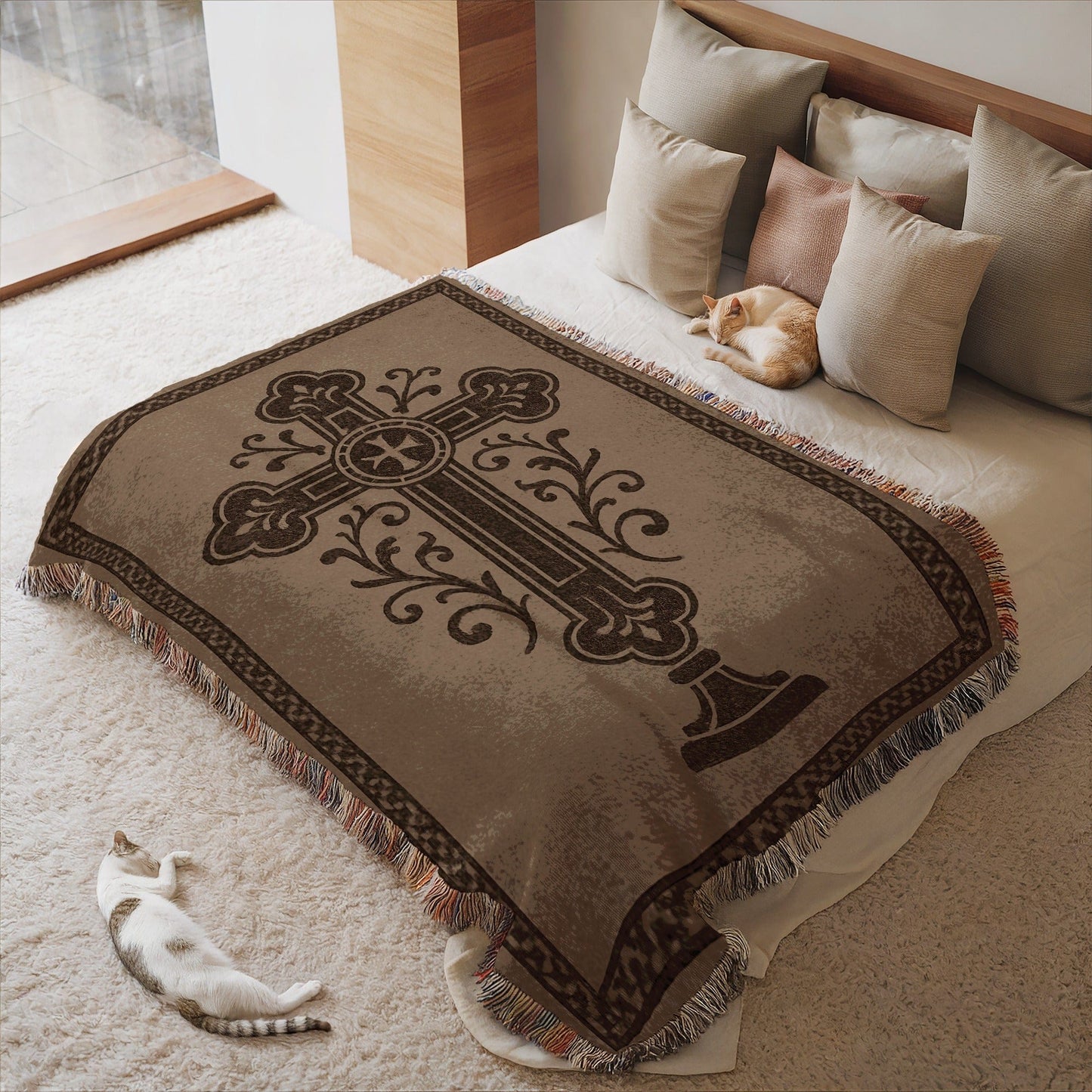 Elegant Cross Design Tapestry Blanket product
