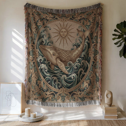 Majestic Whale in Ocean Wall Hanging Tapestry Decor