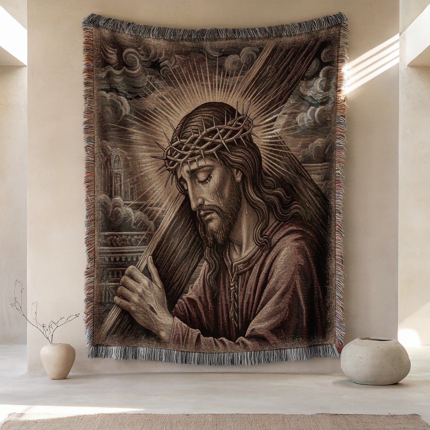 Jesus Crown of Thorns Wall Tapestry Artwork Decor