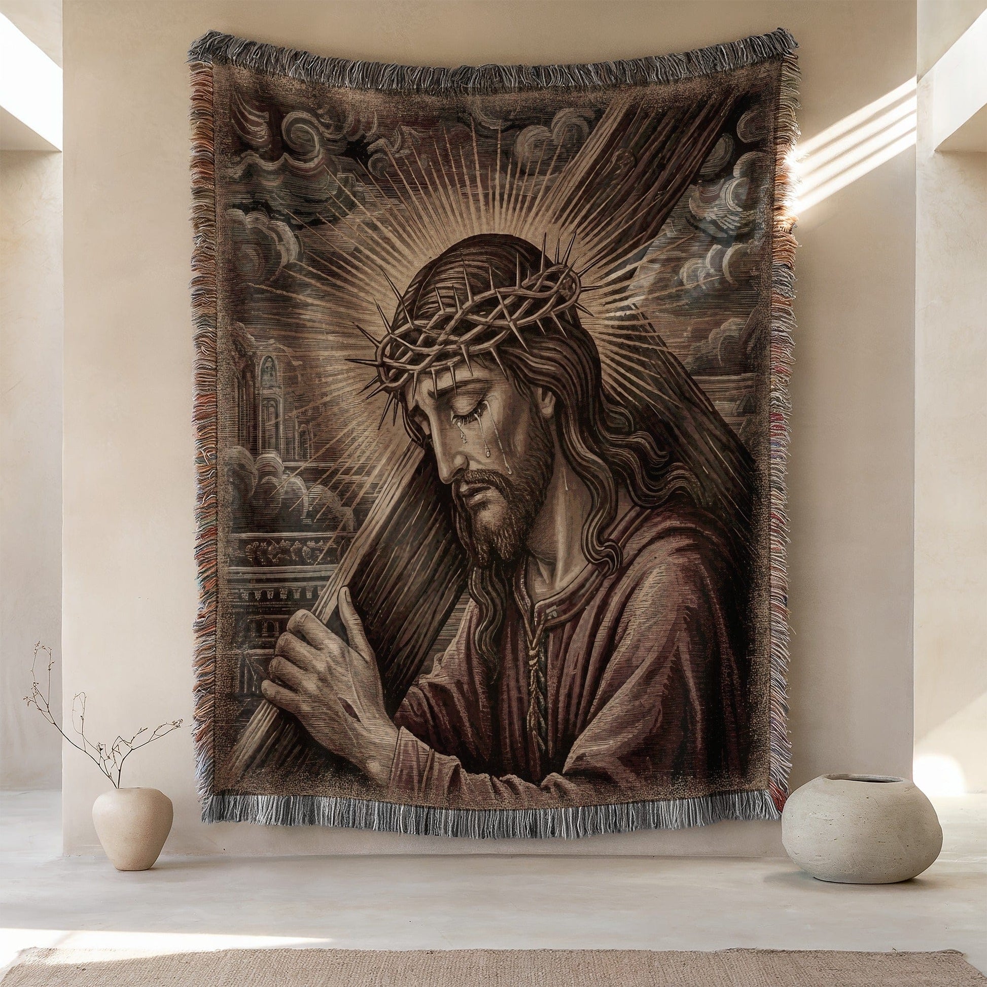 Jesus Crown of Thorns Wall Tapestry Artwork Decor