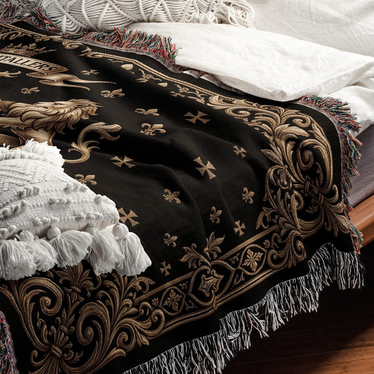 CalmNestStyle Order of Saint John Hospitallers Baroque Frame Crest Woven Blanket jacquard woven blanket
