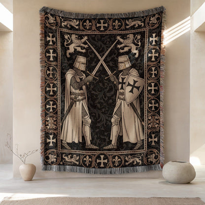 Medieval Knight Design Tapestry with Cross Pattern