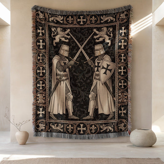 Medieval Knight Design Tapestry with Cross Pattern