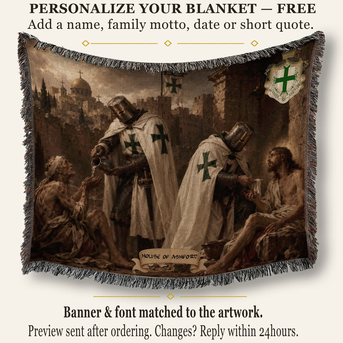 MyDesigns Saint Lazarus I The Hospitaller's Work at Jerusalem jacquard woven blanket