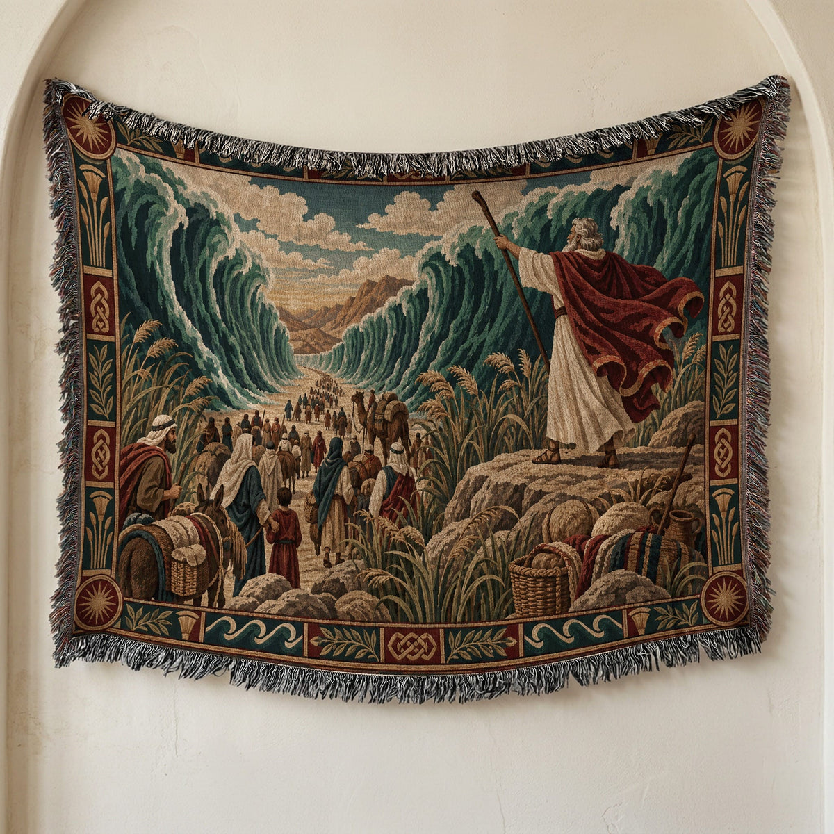 CalmNestStyle Moses Parting the Red Sea jacquard woven blanket