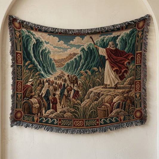 CalmNestStyle Moses Parting the Red Sea jacquard woven blanket