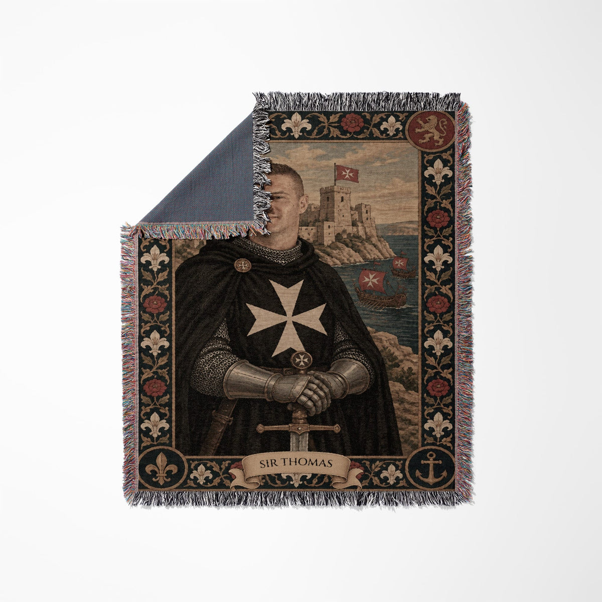 MyDesigns Hospitaller Knight of Malta - Your Portrait, Woven jacquard woven blanket