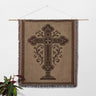 Ornate Religious Cross with Vines and Border Orthodox Woven Blanket