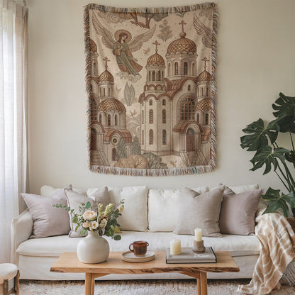 Elegant Woven Wall Hanging Decor with Church Design