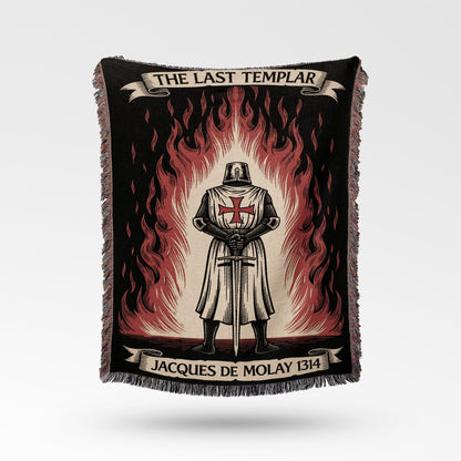The Last Templar Jacques de Molay 1314 blanket with knight and flames.