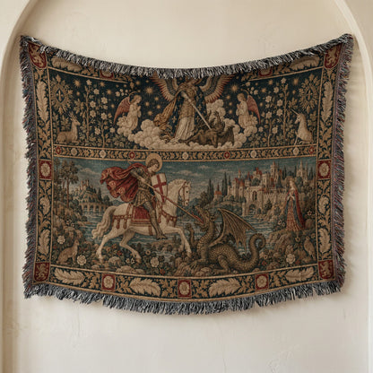 CalmNestStyle Saint George and Saint Michael jacquard woven blanket
