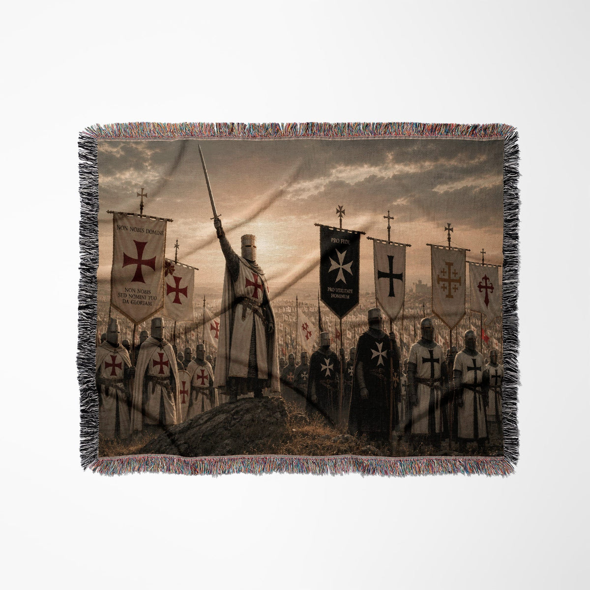 CalmNestStyle Non Nobis Domine Templar Knights jacquard woven blanket