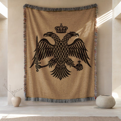 Elegant Woven Tapestry with Double Headed Eagle Design
