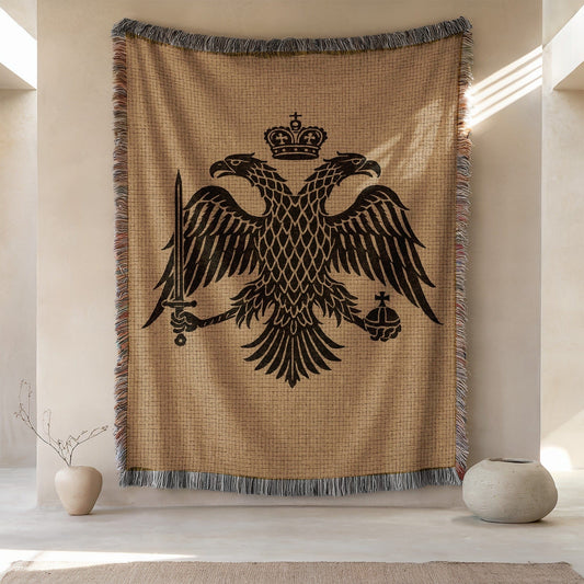 Elegant Woven Tapestry with Double Headed Eagle Design
