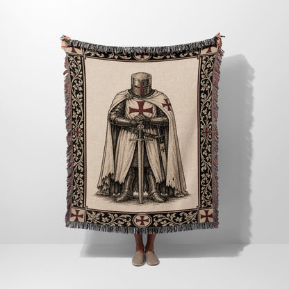 CalmNestStyle Templar Knight Standing Guard Woven Blanket jacquard woven blanket
