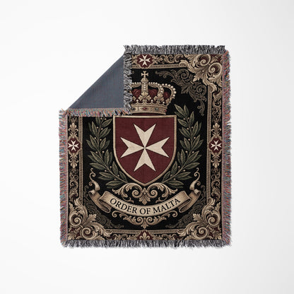 CalmNestStyle Order of Malta Heritage Crest Gold Woven Blanket jacquard woven blanket