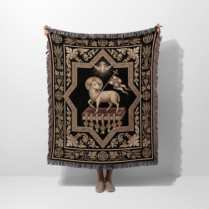CalmNestStyle Agnus Dei Ornate Woven Blanket jacquard woven blanket