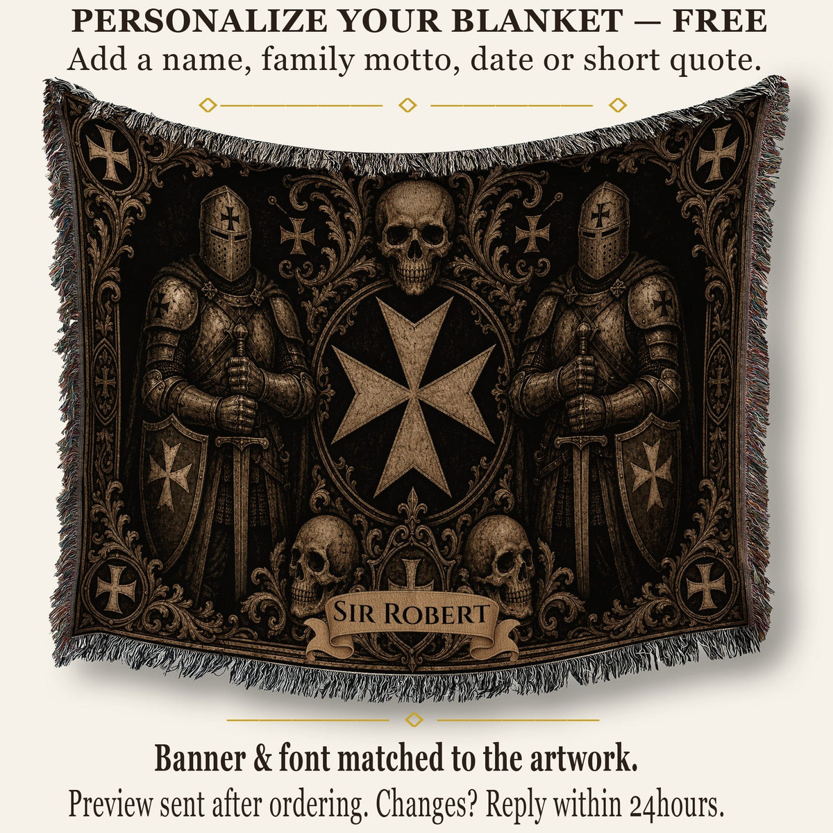 CalmNestStyle The Eight Pointed Cross Knights Under the Cross jacquard woven blanket