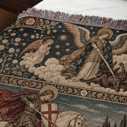 CalmNestStyle Saint George and Saint Michael jacquard woven blanket