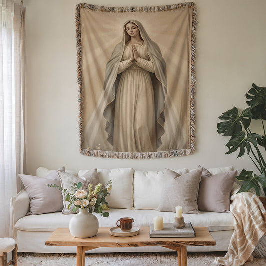 Elegant Virgin Mary Religious Wall Tapestry Decor
