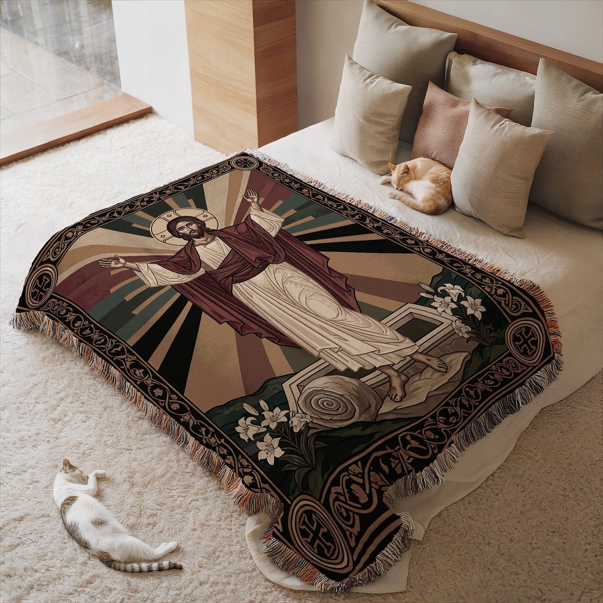 Jesus Resurrection Tapestry Blanket Home Decor