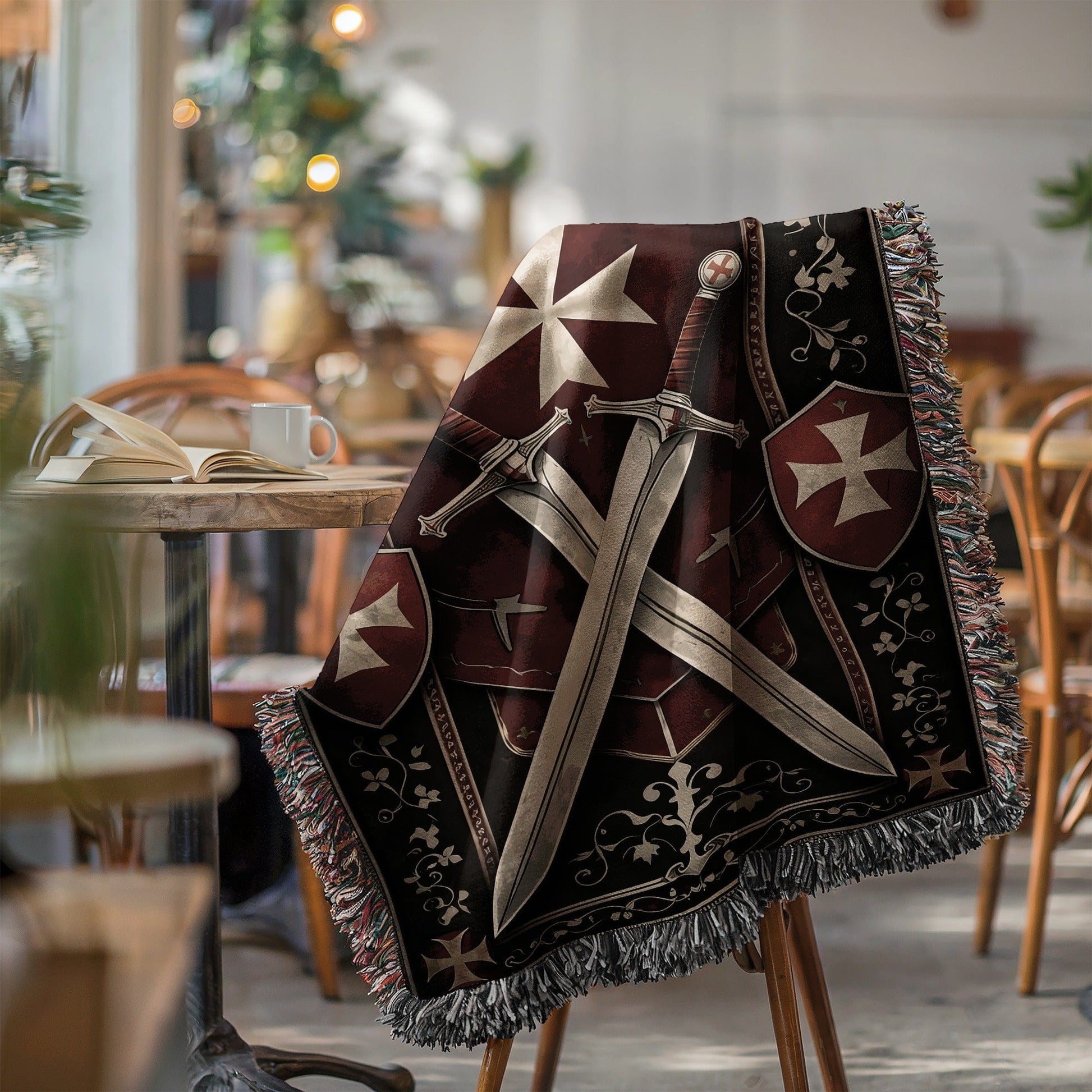 Medieval Crossed Swords Design Throw Blanket