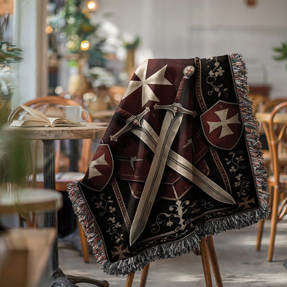 Medieval Crossed Swords Design Throw Blanket
