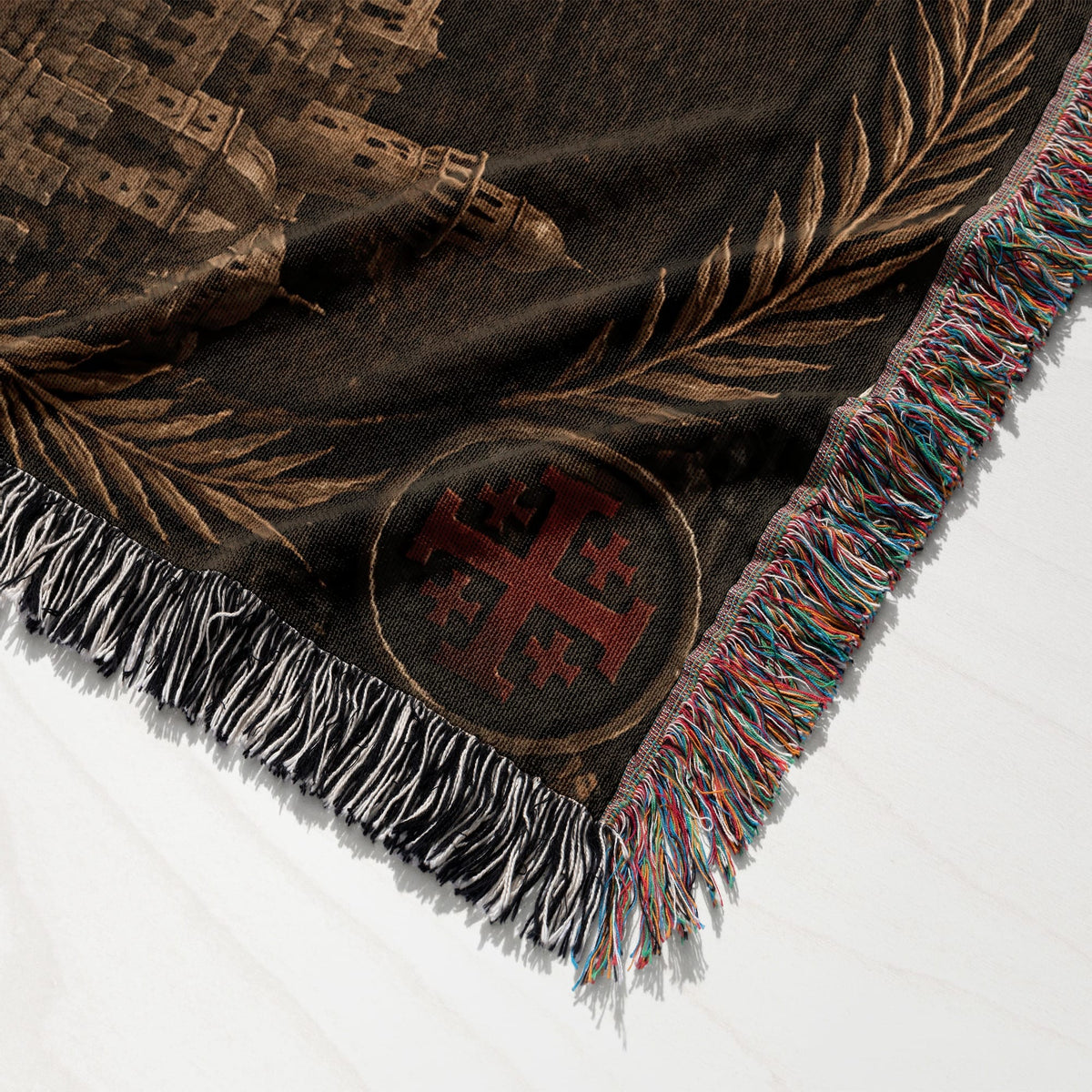 MyDesigns Jerusalem Cross Banners – The Torchlit Gate jacquard woven blanket