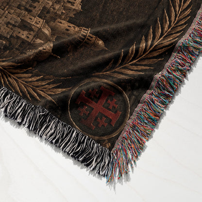 MyDesigns Jerusalem Cross Banners – The Torchlit Gate jacquard woven blanket
