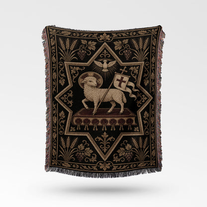 CalmNestStyle Ornate Agnus Dei Woven Blanket jacquard woven blanket