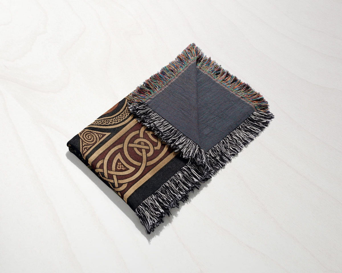 CalmNestStyle Cross with Vine and Celtic Knots jacquard woven blanket