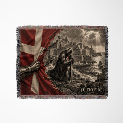 CalmNestStyle Hospitaller Knight Kneeling Before Malta Woven Blanket jacquard woven blanket