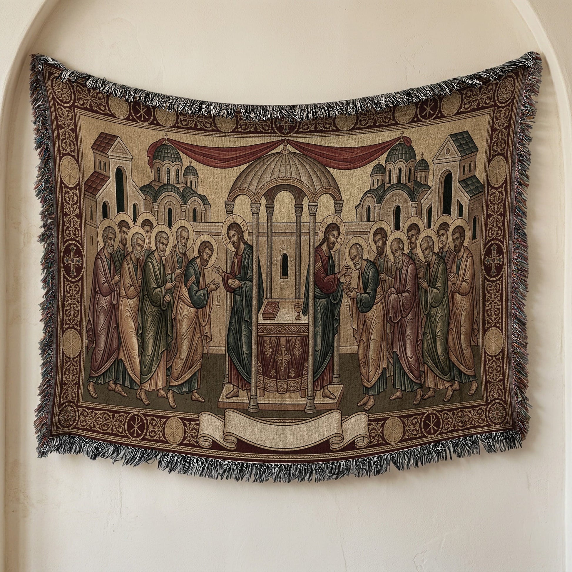 MyDesigns Personalized Last Supper Horizontal Tapestry - Custom Name Icon jacquard woven blanket
