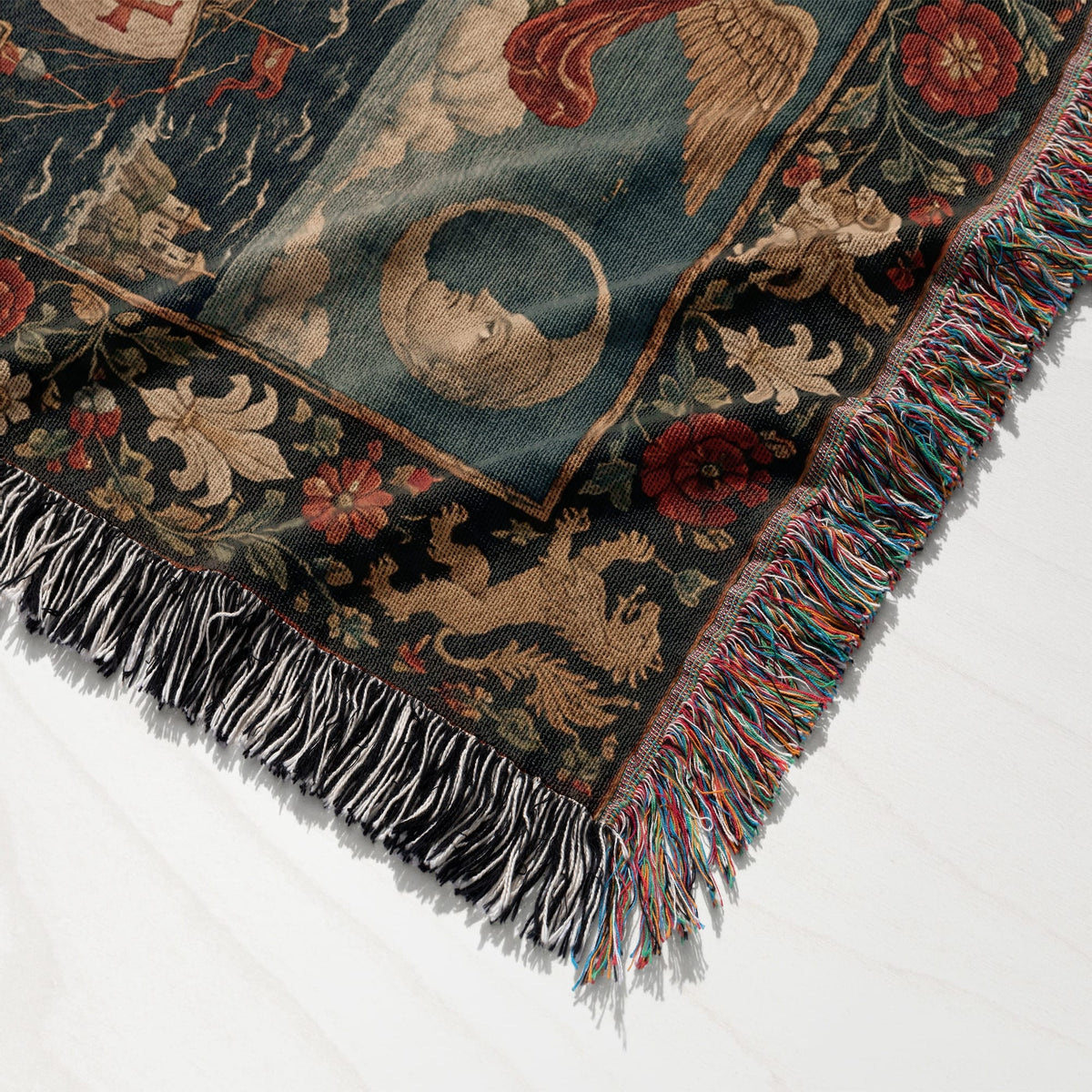 CalmNestStyle Mappa Mundi I Angels of Sun and Moon jacquard woven blanket