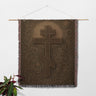 Byzantine Cross with Vines on Earth Tones Orthodox Woven Blanket