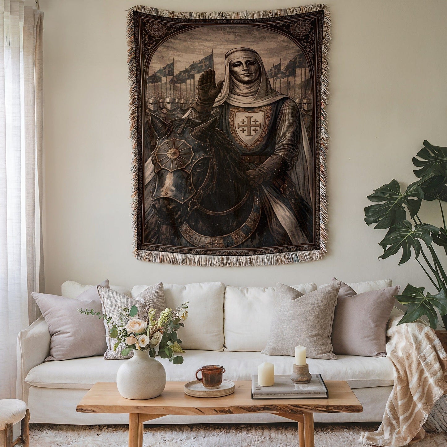 Knight on Horse Tapestry Wall Hanging Decor