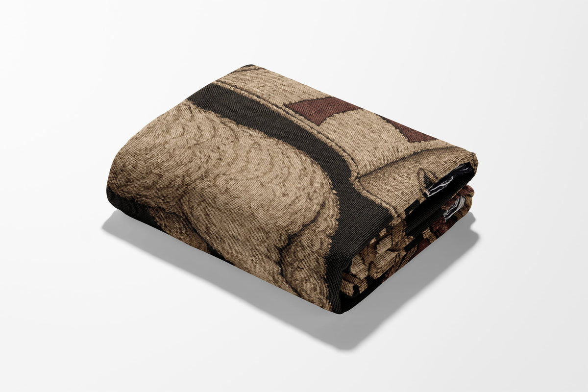 CalmNestStyle Dark Academia Lamb Motif Woven Blanket jacquard woven blanket