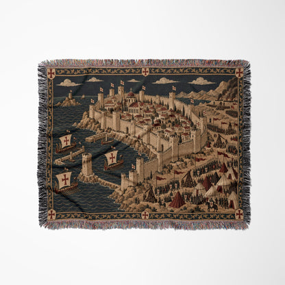CalmNestStyle Crusader Harbor Siege I Fleet in the Bay jacquard woven blanket
