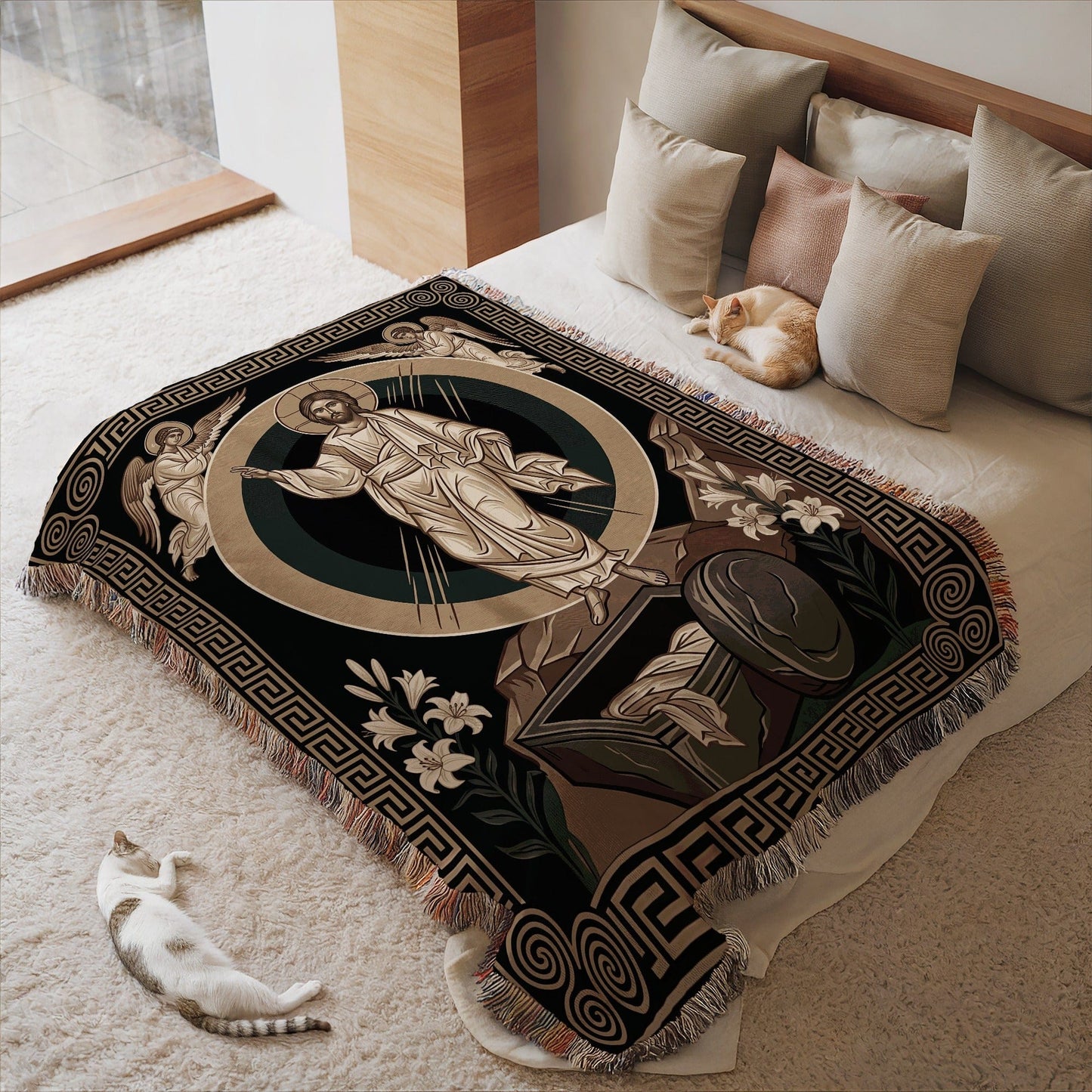 Elegant Religious Design Throw Blanket for Home Decor