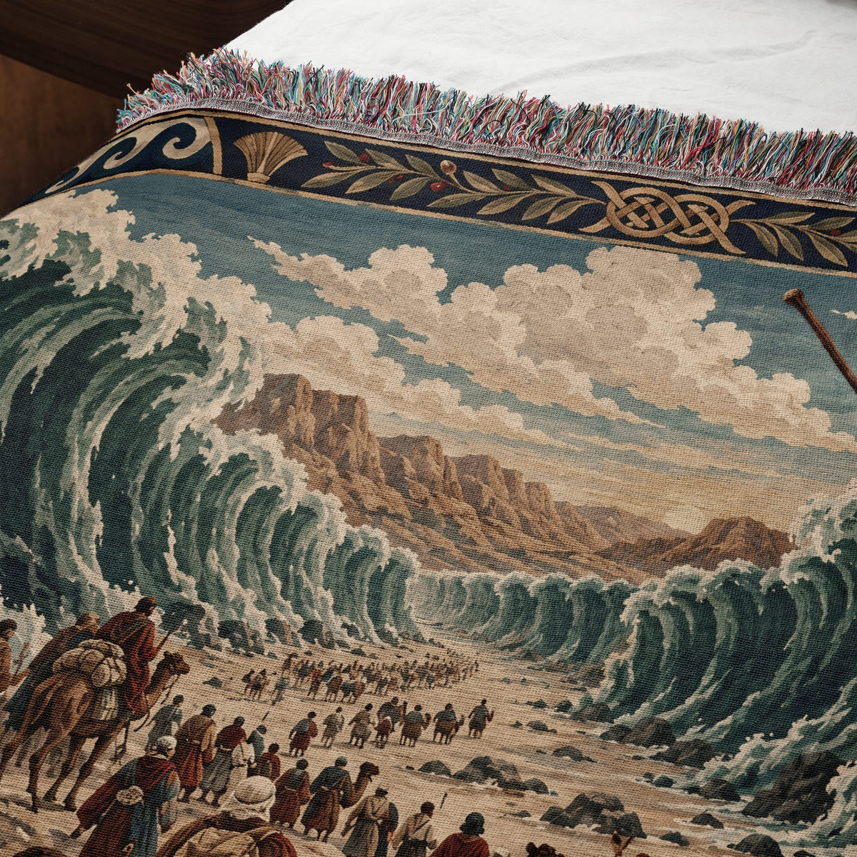 CalmNestStyle Moses and the Exodus Crossing jacquard woven blanket