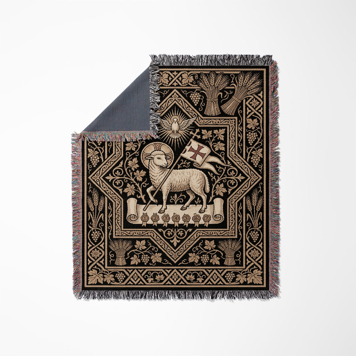 CalmNestStyle Divine Agnus Dei Ornate Woven Blanket jacquard woven blanket