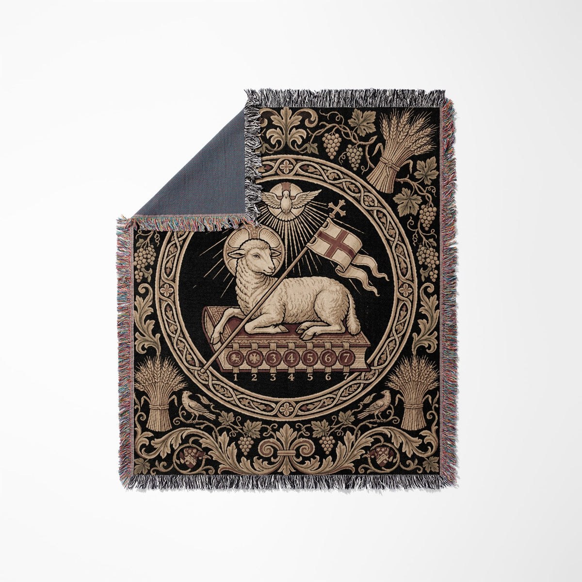 CalmNestStyle Agnus Dei Vintage Woven Blanket jacquard woven blanket