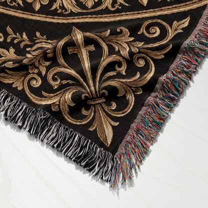 CalmNestStyle Order of Saint John Hospitallers Round Medallion Crest Woven Blanket jacquard woven blanket