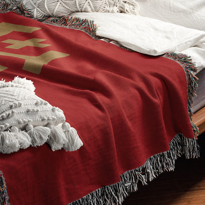 CalmNestStyle Jesus Is King Jerusalem Cross Woven Blanket jacquard woven blanket