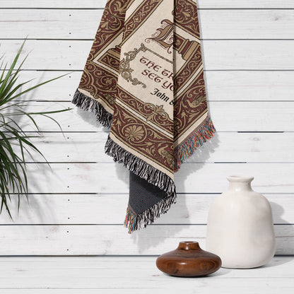 Decorative throw blanket with Bible verse "The Lord I See You John 3:16".